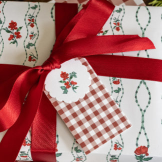 Berry Red Gingham Gift Tags Geschenkanhänger