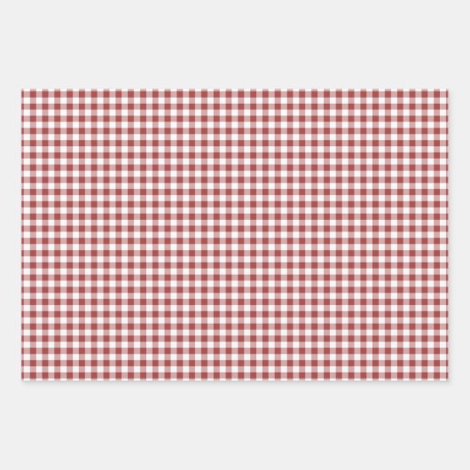 Berry Red Gingham Wrapping Paper Geschenkpapier Set (Vorderseite 3)