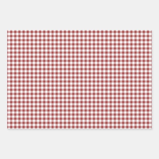 Berry Red Gingham Wrapping Paper Geschenkpapier Set (Vorderseite 2)