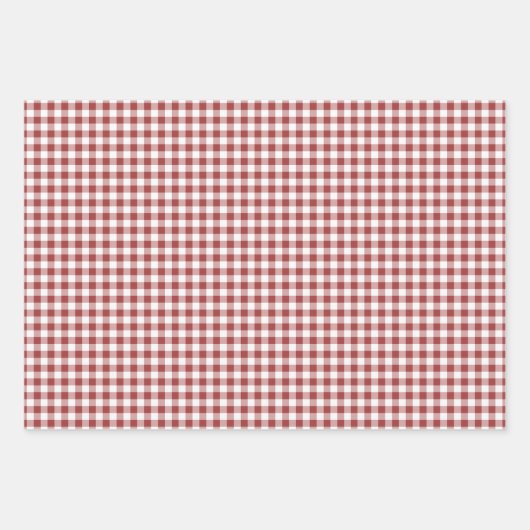 Berry Red Gingham Wrapping Paper Geschenkpapier Set (Vorderseite)