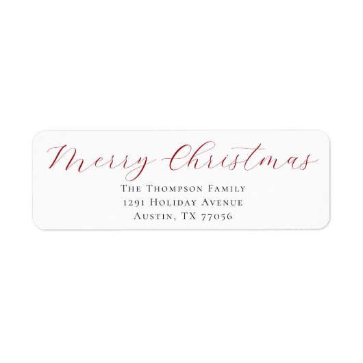 Berry Red Merry Christmas Return Address Label (Vorne)