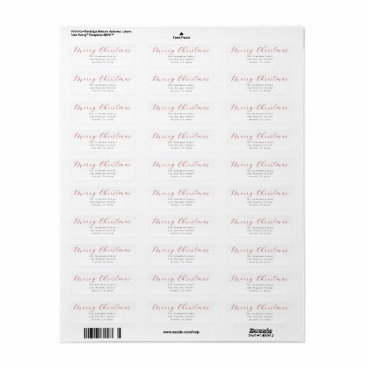 Berry Red Merry Christmas Return Address Label (Vorne)