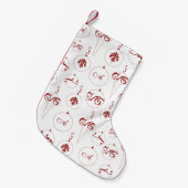 Berry Red Monogram Bauble Ornament Pattern Kleiner Weihnachtsstrumpf (Vorderansicht (hängend))