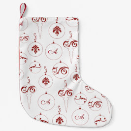 Berry Red Monogram Bauble Ornament Pattern Kleiner Weihnachtsstrumpf