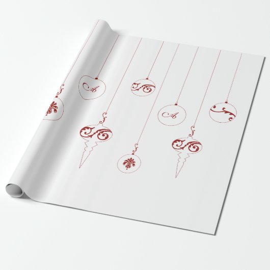 Berry Red Monogram Bauble Ornaments Weihnachten Geschenkpapier (Ungerollt)