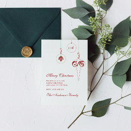 Berry Red Monogram Christmas Bauble Foto Feiertagskarte