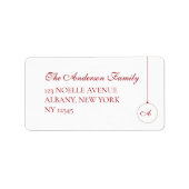 Berry Red Monogram Christmas Bauble Rücksendeadres Adressaufkleber (Vorne)