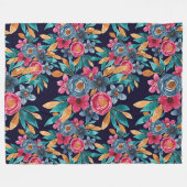 Berry Red Navy Mustard Watercolor Blume Art Fleecedecke (Vorderseite (Horizontal))