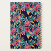 Berry Red Navy Mustard Watercolor Blume Monogram Planer (Rückseite)