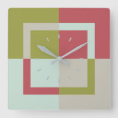 Berry Red Olive Green Lake Blue Pebble Grau Quadratische Wanduhr (Vorderseite)