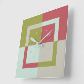 Berry Red Olive Green Lake Blue Pebble Grau Quadratische Wanduhr (Winkel)