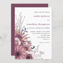 Berry Red Pink Watercolor Florals Foliage Hochzeit