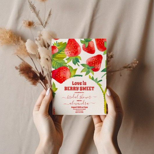 Berry Red Strawberry Brautparty Einladung