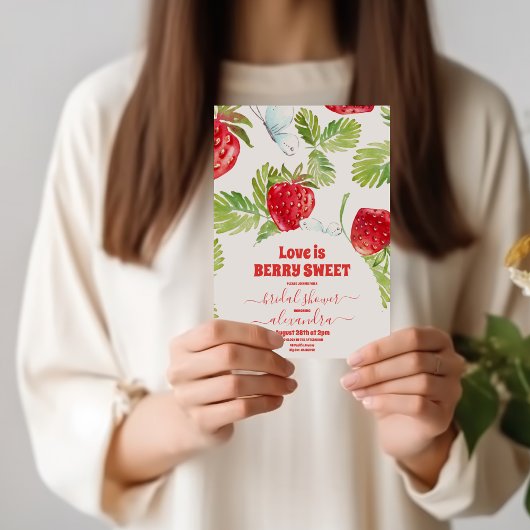 Berry Red Strawberry Brautparty Einladung