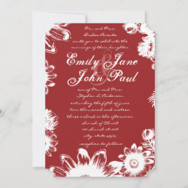 Berry Red Vintag Blume Hochzeiten Einladung