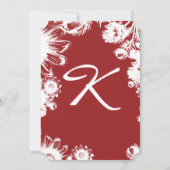 Berry Red Vintag Blume Hochzeiten Einladung (Rückseite)