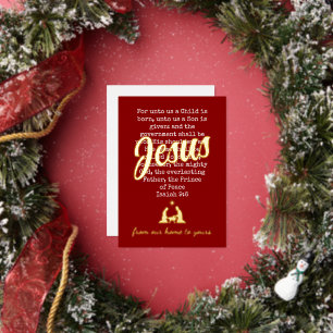 Berry Rot FÜR UNS JESUS Christliches Weihnachten Folien Feiertagskarte