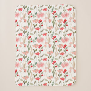 Berry-Rotes Blush-Pink-Blumenmuster Sherpadecke
