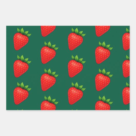 Berry Sassy™ Strawberry Wrapping Paper – Junie Fer Geschenkpapier Set (Vorderseite)