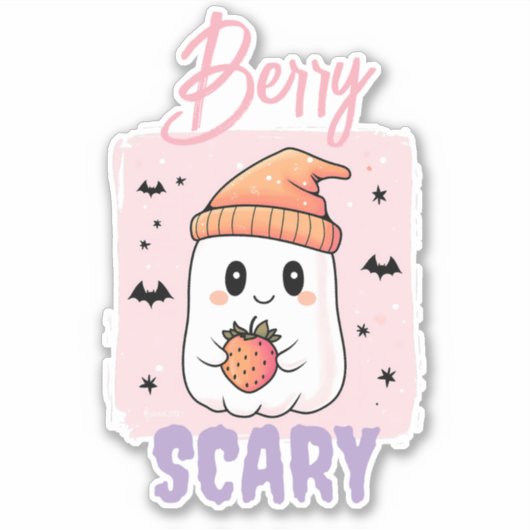 Berry Scary Cute Ghost Halloween Aufkleber (Vorderseite)