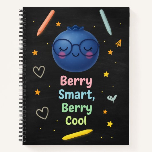 Berry Smart Berry Cool - Blueberry Chalkboard Notizblock (Vorderseite)
