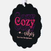 Berry Sorbet Cozy Vibes Retro Weihnachtsfest Foto Ornament Karte (Links)