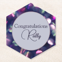 Berry Sparkle Customizable Paper Untersetzer