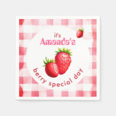 Berry Special Day Strawberry Retro Gingham Serviette (Vorderseite)