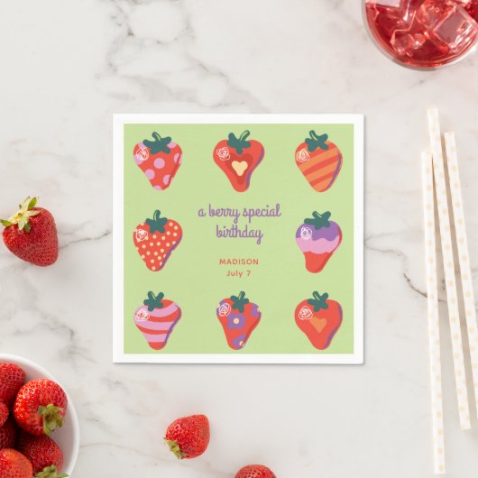 Berry Special Strawberry Birthday - Kiwi Serviette (Beispiel)