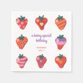 Berry Special Strawberry Birthday - White Serviette (Vorderseite)