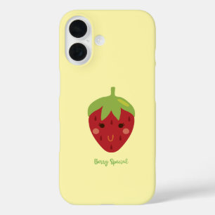 Berry Special Strawberry Face Emoji iPhone 16 Hülle