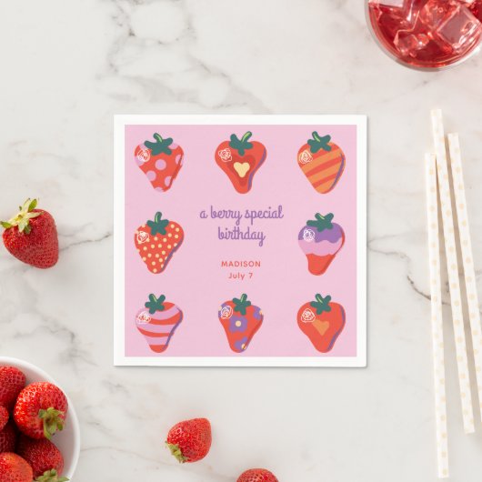 Berry Special Strawberry Geburtstag - Rosa Serviette (Beispiel)