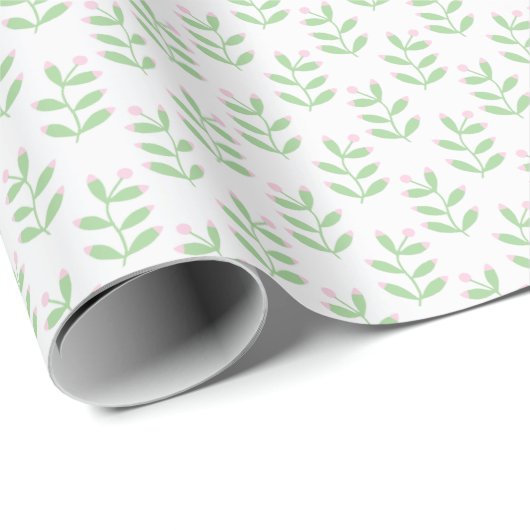 Berry Sprig in Pink and Green Geschenkpapier (Rolleneckpunkt)