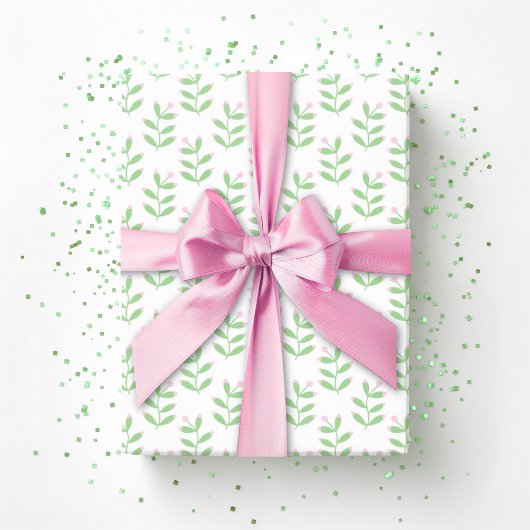 Berry Sprig in Pink and Green Geschenkpapier