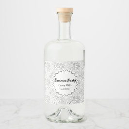 Berry Strawberry Cherry Black Hand drawn Modern. Alkoholflaschenetikett