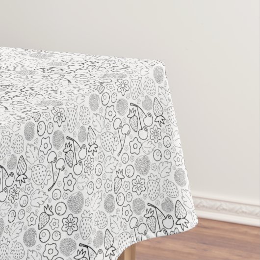 Berry Strawberry Cherry Black Hand drawn Modern. Tischdecke (Beispiel)