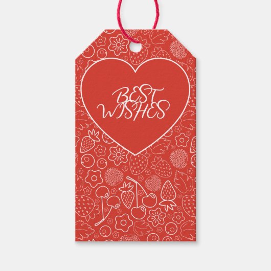 Berry Strawberry Cherry White Hand drawn Modern. Geschenkanhänger (Vorderseite)