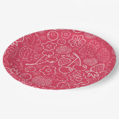 Berry Strawberry Cherry White Hand drawn Modern. Pappteller (Schrägansicht)