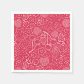 Berry Strawberry Cherry White Hand drawn Modern. Serviette (Vorderseite)