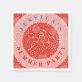 Berry Strawberry Cherry White Hand drawn Modern. Serviette (Vorderseite)