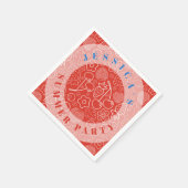 Berry Strawberry Cherry White Hand drawn Modern. Serviette (Ecke)