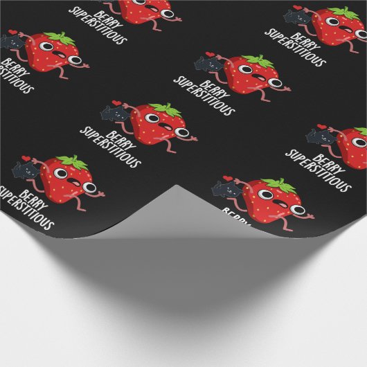 Berry Superstively Funny Frucht Pun Dark BG Geschenkpapier (Ecke)
