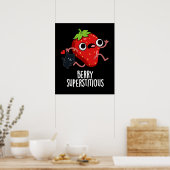Berry Superstively Funny Frucht Pun Dark BG Poster (Küche)
