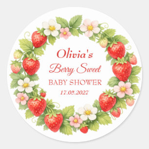Berry süße Babyparty Erdbeere Baby Mädchen Junge Runder Aufkleber