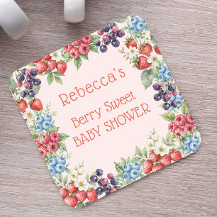 Berry süße Babyparty Rahmen aus Beeren Rechteckiger Pappuntersetzer