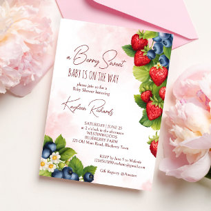 Berry süße Blaubeer-Erdbeer-Baby-Party Einladung