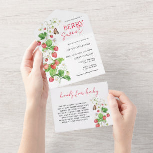 Berry süße Erdbeer-Baby-Party All In One Einladung