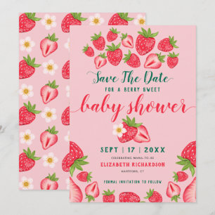 Berry süße Erdbeere süße rosa Babyparty  Save The Date