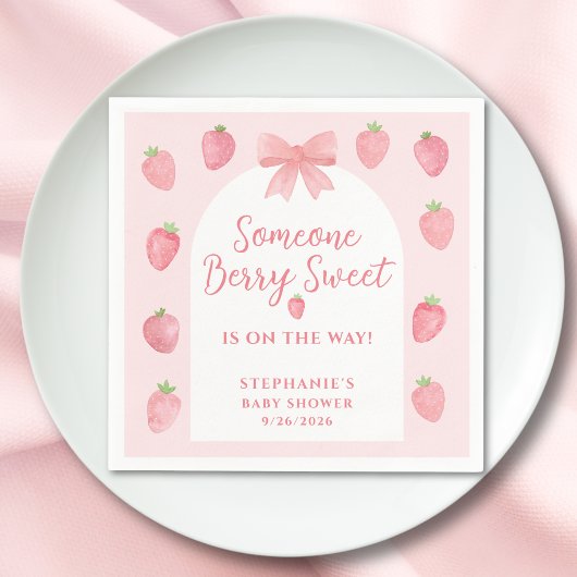 Berry süße Erdbeermädchen-Baby-Party Serviette
