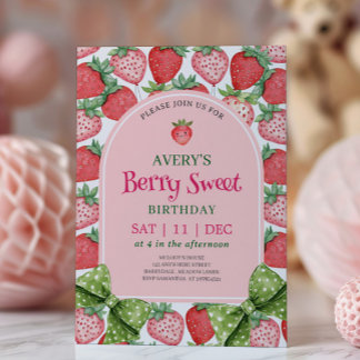 Berry süße Geburtstagsfeier Erdbeer-Geburtstag Einladung
